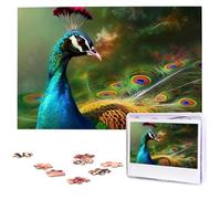 Colorful Peacock Puzzles 1000 Pieces Wooden Jigsaw Puzzle Personalized Picture Puzzles Family Decoration Photo Puzzle for Adults (29.5" x 19.7")