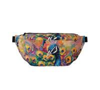 Colorful Peacock Sling Bag Waist Pack Adjustable Belt Waistpacks for Outdoors Workout Hiking Gifts for Men Women