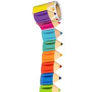 Colorful Pencil Pattern Border Trim Wall Sticker Bulletin Board Border Trim 25.9ft for Classroom Notice Board Chalkboard Erasable Furniture Sticker