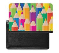 Colorful Pencils Pattern Passport Holder Travel Wallet Case Cover with Card Slot for Women Men