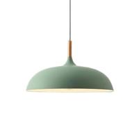 Colorful Pendant Chandelier with Shade, Scandinavian Style Wooden and Metal Hanging Light Fixture for Checkroom or Living Room (Green)