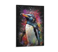 Colorful Penguin Canvas Wall Art 3D Printed Waterproof Decor Easy Hang nan