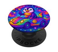 Colorful Penguin Phone Grip with Cosmic Sky Design PopSockets Adhesive PopGrip