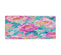 Colorful Peony Flowers Extended Mouse Pad Large Desk Mat with Non Slip Rubber Base Stitched Edges Gaming Mouse Pad for Keyboard Office Home 40 x 90 CM