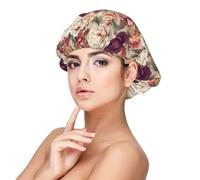 Colorful Peony Flowers Print Satin Silk Bonnet for Sleeping Women, Adjustable Double Layer Satin Hair Bonnet Night Sleep Cap for Curly Hair