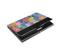 Colorful People Mountain People Sea Slim business card holder With Leather & Stainless Steel cards holder for Travel Home or Office Use