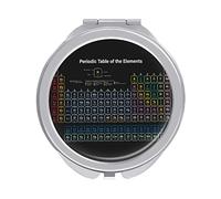 Colorful Periodic Table of Elements Atomic Numbers in Black Style Portable Travel Makeup Mirror, Folding Make Up Mirror, Compact 2X/1X Magnification Mirror for Mom Women Ladies 2.4 x 2.4 inch