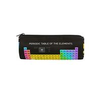 Colorful Periodic Table of the Elements on Black Dark Background Creative Pencil Case, Cylindrical Pencil Bag Storage Pouch Pen Stationery, Portable Zipper Pouch Holder for School Student