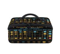 Colorful Periodic Table Travel Makeup Bag Portable Waterproof Pouch Open Flat Toiletry Bags Toiletries Cosmetics Traveling Organizer for Women Men