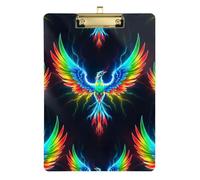 Colorful Phoenix Acrylic Clipboards Decorative Clipboard Cute Decorative Letter Size Clipboards with Low Profile Metal Clip for Classrooms, Restaurants, School