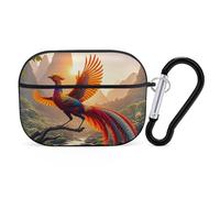 Colorful Phoenix AirPod Pro Case, Anti Scratch Hard PC Cover with Keychain, AirPod Pro 2nd/1st Case Accessories for Women Men, Black-Style