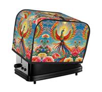 Colorful Phoenix and Flower Toaster Cover 2 Slice, Waterproof Bread Machine Covers with Pockets Universal Size Kitchen Small Appliance Cover with Handle, Dust and Fingerprint Protection