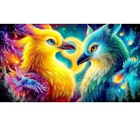 Colorful-Phoenix-and-Griffin-Facing-Each-Other 1000 Piece Jigsaw Puzzle for Adults - Recycled Cardboard Decoration 38x26cm/1000pcs