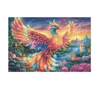 Colorful Phoenix Before Fantasy Castle 1000 Piece Jigsaw Puzzle for Adults Lunch Break Activity Quick Escape No Duplicate Pieces for Busy Professionals 1000 PCS