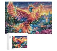 Colorful Phoenix Before Fantasy Castle 300 Piece Jigsaw Puzzle for Adults Indoor Brain Workout Logical Mastery Gift for Challenge Lovers 300 PCS