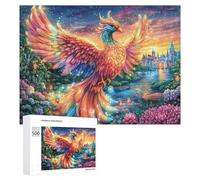 Colorful Phoenix Before Fantasy Castle 500 Piece Jigsaw Puzzle for Seniors Indoor Mind Game Cognitive Balance Gift for Leisure Time 500 PCS