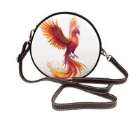 Colorful Phoenix Bird In Flames Women Round Crossbody Bags Leather Sling Bag Purse