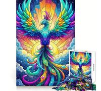 Colorful Phoenix Digital Art Illustration 1000 Pieces Puzzles for Teenagers Sharp Thinking, Accurate Cut, Fun Activity, Art Decor (38x26cm)