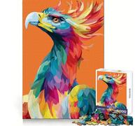 Colorful Phoenix Digital Art on Orange Jigsaw Puzzles 1000 Pieces for Adults Brain Exercise, Decompress, Family Game, Home Art (38x52cm)