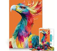 Colorful Phoenix Digital Art on Orange Puzzles for Teenagers 1000 Pieces Strong Memory, Firm Joint, Joyful Challenge, Wall Art (50x75cm)