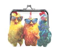 Colorful Phoenix Green Coin Purses Mini Change Purse, Portable Pouch Change Wallet Organizers, Cool Chicken sunglasses, One Size, Cool Chicken Sunglasses