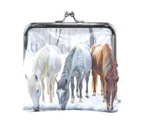 Colorful Phoenix Green Coin Purses Mini Change Purse, Portable Pouch Change Wallet Organizers, Elegant Horses White, One Size, Elegant Horses White