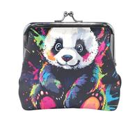 Colorful Phoenix Green Coin Purses Mini Change Purse, Portable Pouch Change Wallet Organizers, Funny Panda Black, One Size, Funny Panda Black