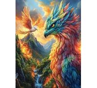 Colorful Phoenix in Flames 300 Pc DIY Jigsaw Puzzle Mitos Cuento De Hadas Puzzles for Adults Teens Hard Challenging Team Building Stress Reducing Autumn Sturdy Wooden Cardboard 300 PCS