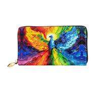 Colorful Phoenix In The Sky Pattern, Women'S Wallet, Long Clutch Wallet, Credit Card Holder Wallet, Travel Coin Purse, Black, One Size