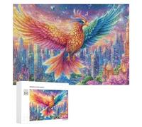 Colorful Phoenix over City Lights 300 Piece Jigsaw Puzzle for Adults Indoor Puzzle Fun Logical Challenge Gift for Personal Use 300 PCS
