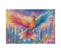 Colorful Phoenix over City Lights 300 Pieces Classic Jigsaw Puzzle Puzzle for Adults Decompression Wall Art Mental Exercise Lightweight Recycled Material 300 PCS