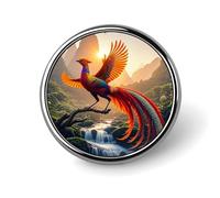 Colorful Phoenix Round Badge for Men Women, Durable & Stylish Lapel Pins, Lightweight Metal Badges for Shirts, Jackets, Hats