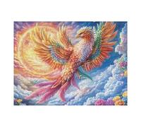 Colorful Phoenix with Golden Sun 500 Piece Jigsaw Puzzle for Adults Rainy Day Activity Mindful Relaxation Precision Cut Pieces Unique Gift Wall Art Decor 500 PCS