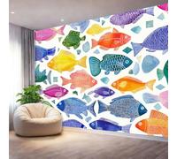 Colorful Photo Wallpaper, Ocean School of Fish Underwater World Print Wall Mural, 3D Wall Mural Decoration Poster Design, Canvas Material for Living Room Bedroom Nursery Action 250 x 175 cm (W x H)