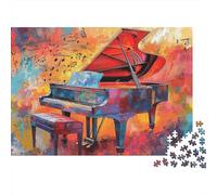 Colorful Piano Art 1000 Piece Jigsaw Puzzles Abstract Red-blue Geometric Art Adults Aged 12 And Above Educational Games Home Decoration Challenge High Difficulty Male And Female Birthday8x26cm00p