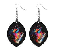Colorful Piano Artistic Wooden Earrings Pendant Vintage Earring Hooks Trendy Vacation Dangle Boho Eardrop Apricot Shaped