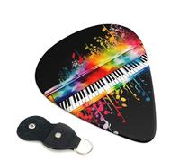 Colorful Piano Keyboard Music Note 6 Pack Guitar Picks With Holder, Personalized Guitar Plectrums Non-Slip Portable Ukulele Bass Picks 0.46mm For Acoustic Guitar Lovers Gifts
