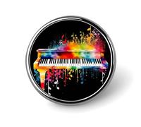 Colorful Piano Keyboard Music Note Badges Circle with Button Design, Personalized Picture Pin Brooches, Round Badge Holders for Decorate Hat Shirt Clothing Bag Accessories