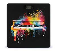 Colorful Piano Keyboard Music Note Bathroom Scale for Body UV Printing Design Scale High Precision Bathroom Scale, Upgraded Slim Large Clear Numbers, Upgraded Stylish for Home Bedroom Bathroom