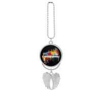 Colorful Piano Keyboard Music Note Car Hanging Ornament Rear View Mirror Pendant Lucky Presents Hanging Ornament Funny Car Pendant for Office Auto Home Decoration Silver-style