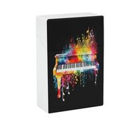 Colorful Piano Keyboard Music Note Cigarette Case Plastic Box Normal Size Cigarette Holder Box Can Hold 20 Cigarettes King Size Cigarettes Box Cigs Protective Cover for Outdoor