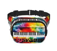 Colorful Piano Keyboard Music Note Fanny Pack For Women Waterproof Adjustable Belt Bags Waist Pack Fashion Casual Crossbody Bags Bum Bag For Running Workout Hiking Traveling, Black, One Size
