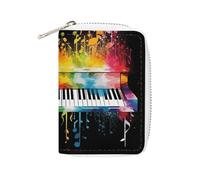 Colorful Piano Keyboard Music Note Leather Card Bag Portable Coin Wallet Mini Change Holder Coin Pocket PU Wallet Card Wallets Clutch Bags for Women Men, style, 16x11.5cm