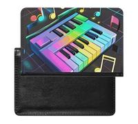 Colorful Piano Keyboard Music Note Passport Holder ID Card Protector Case Holder Travel Pack Unisex-adult Waterproof Passport