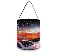 Colorful Piano Keyboard Music Note Printing Candy Basket Halloween Trick Or Treat Bags Gift Bucket For Halloween Party Or Daily Supplies, Style, One Size