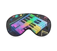 Colorful Piano Keyboard Music Note Sleep Mask Light Block-Out Eye Mask for Side Sleeper Pressure-Free Soft Night Blindfold with Adjustable Strap Breathable Sleep Eye Cover for Travel