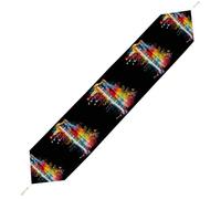 Colorful Piano Keyboard Music Note Table Runner for Dining Table, Short Plush Runners Washable & Durable Tablerunner Modern Home Decor for Wedding, Kitchen, Holiday 178*33cm