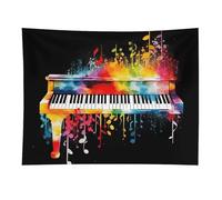 Colorful Piano Keyboard Music Note Tapestry Wall Hanging - 30"x40" Aesthetic Tapestries Soft Polyester Wall Art Decor Large Tapestry for Bedroom Living Room Dorm Backdrop, Hanging Kit Included