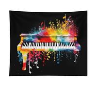 Colorful Piano Keyboard Music Note Tapestry Wall Hanging - 50"x60" Aesthetic Tapestries Soft Polyester Wall Art Decor Large Tapestry for Bedroom Living Room Dorm Backdrop, Hanging Kit Included