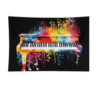 Colorful Piano Keyboard Music Note Tapestry Wall Hanging - 60"x90" Aesthetic Tapestries Soft Polyester Wall Art Decor Large Tapestry for Bedroom Living Room Dorm Backdrop, Hanging Kit Included